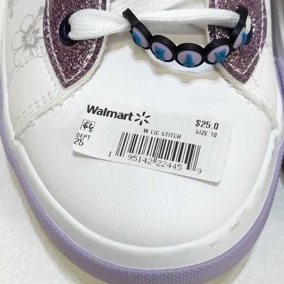 Disney Stitch Low Top Sneakers Womens 10 Lace-Up Glitter Accents Charm Keychain - Picture 10 of 10